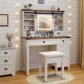 Miniatyrbild 8 av 8: Sminkbord och pall, 107x40x138 cm, Vit