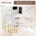 Miniatyrbillede 8 af 8: Sminkebord, 96x39x135.5 cm, Hvid + Guld