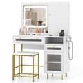 Miniatyrbillede 2 af 8: Sminkebord, 96x39x135.5 cm, Hvid + Guld