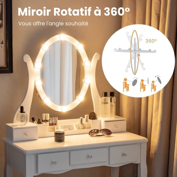 Toiletbord, 80x40x137 cm, Hvid