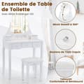 Miniatyrbillede 2 af 8: Makeupbord, 80x40x136 cm, Hvid
