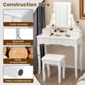Miniatyrbillede 1 af 8: Makeupbord, 80x40x136 cm, Hvid