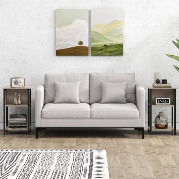 Sidebordssæt, 34x30x58 cm, Grå & Sort