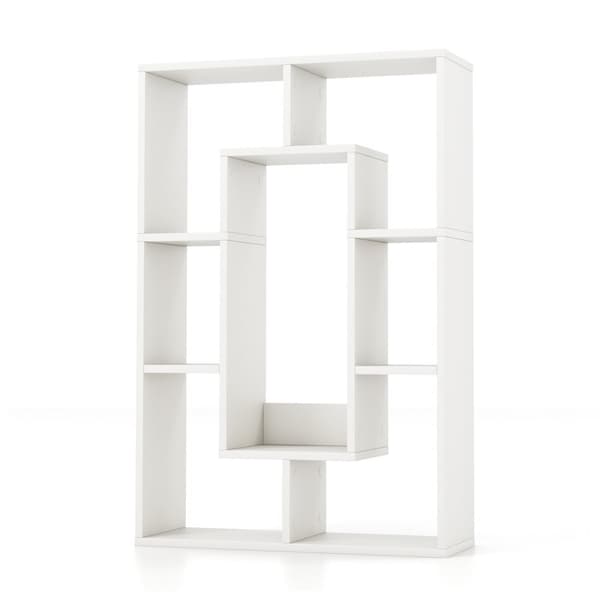 Geometrisk Bogreol, 24x8x35.5 tommer, Hvid