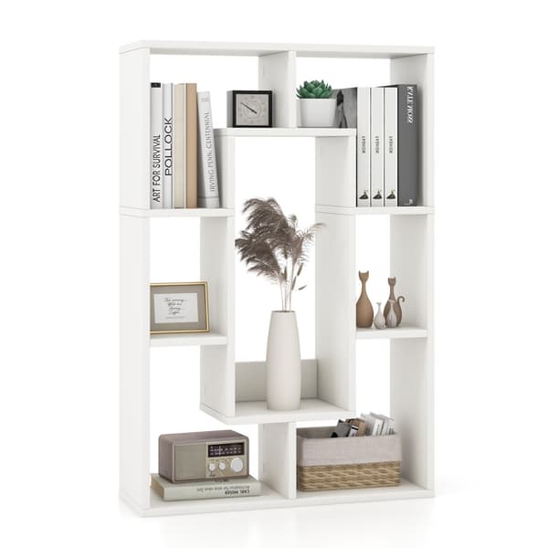 Geometrisk Bogreol, 24x8x35.5 tommer, Hvid