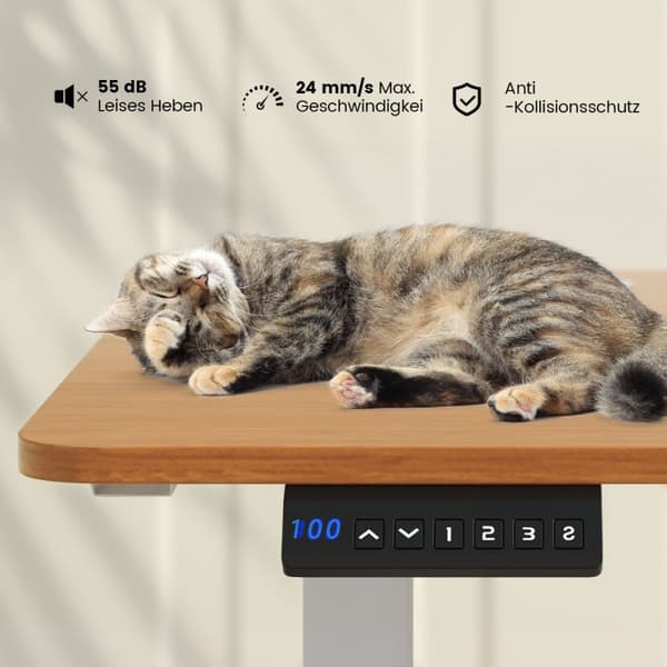 Höj- och sänkbart skrivbord, 140x60x73-122 cm, Naturfärgad