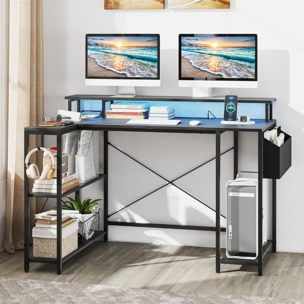 L-formet skrivebord, 120x80x87 cm, Sort