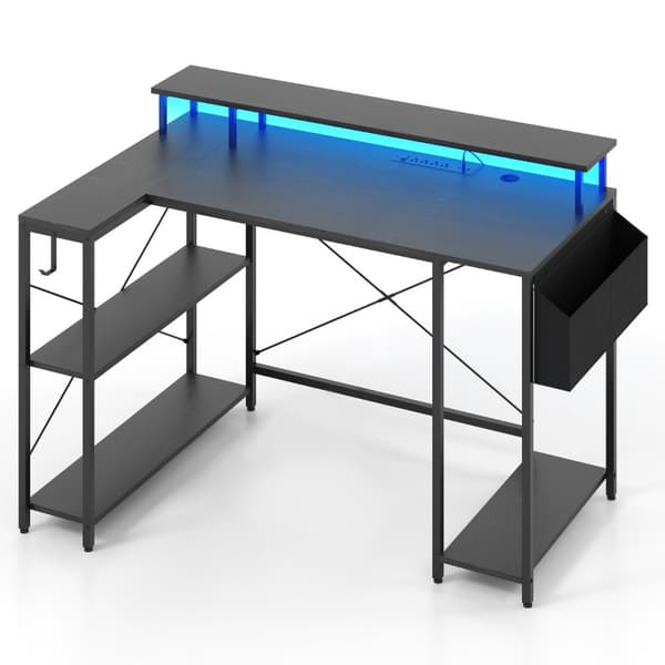 L-formet skrivebord, 120x80x87 cm, Sort