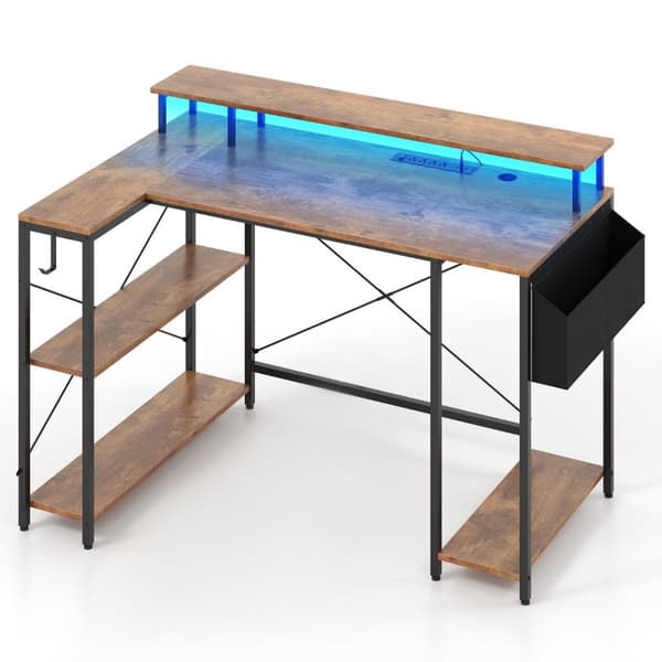 L-formad skrivbord, 120x80x87 cm, Rustik Brun & Svart