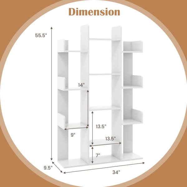 Bogreol, 34x10x55.5 tommer, Hvid