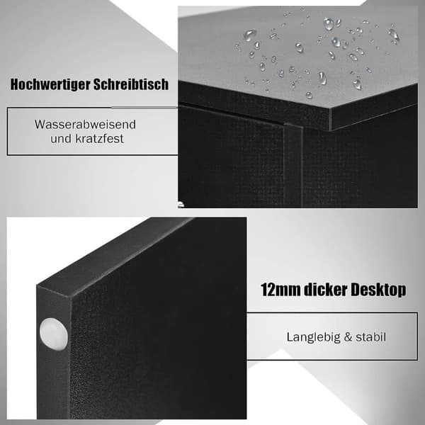 Datorskrivbord, 104x50x82 cm, Svart