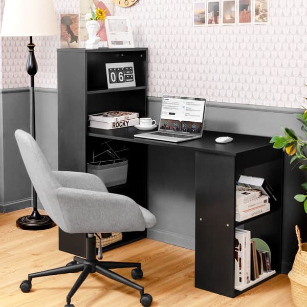 Computerskrivebord, 122x56x122 cm, Sort