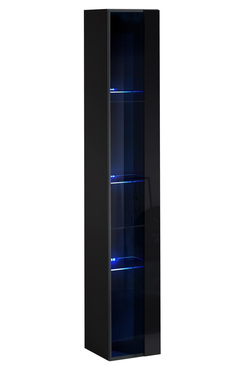 SWITCH VITRINSKÅP 180x30x30 SVART MED LED