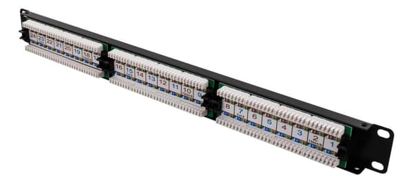 UTP patch panel 24xRJ45 Cat6 Krone blocks 1U 19" labels