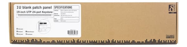 Patch panel 24 ports w/out connectors cable support 1U 19"