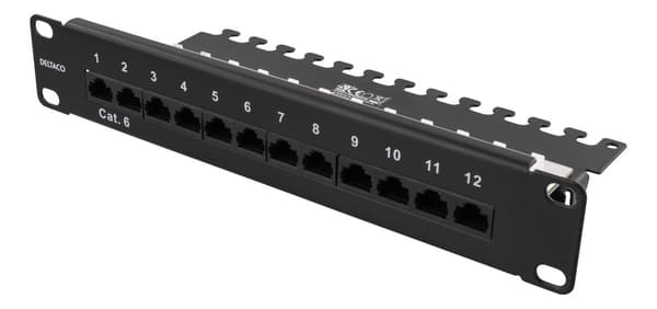10" patch panel, 12xRJ45, Cat6, 1U, Krone LSA, unshielded