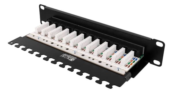 10" patch panel, 12xRJ45, Cat6, 1U, Krone LSA, unshielded