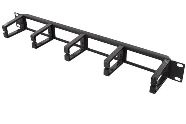 19" Cable panel, 1U, 5 brackets, cable management, black