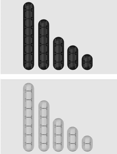 5-Pack - Kabelhållare - Självhäftande Silikon Multi-Set i Olika Storlekar