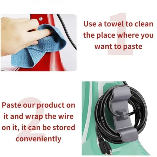 2-pack selvklebende kabelholder hvit grå