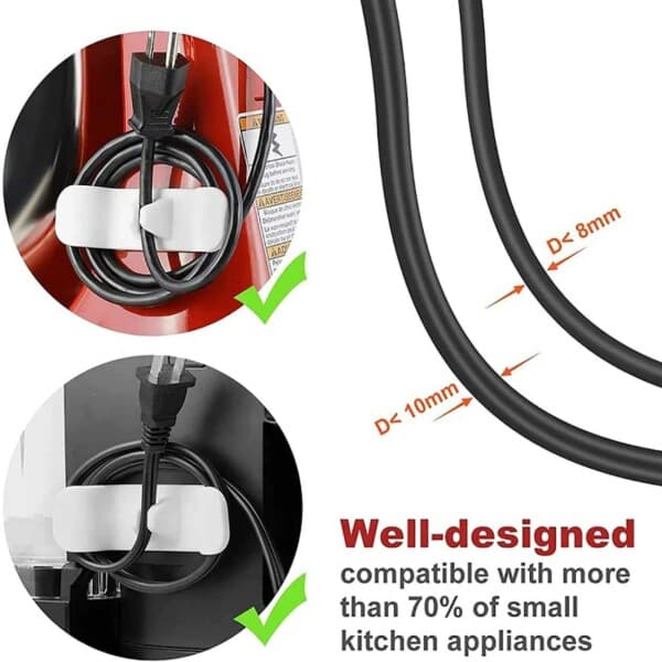 2-pack selvklebende kabelholder hvit grå