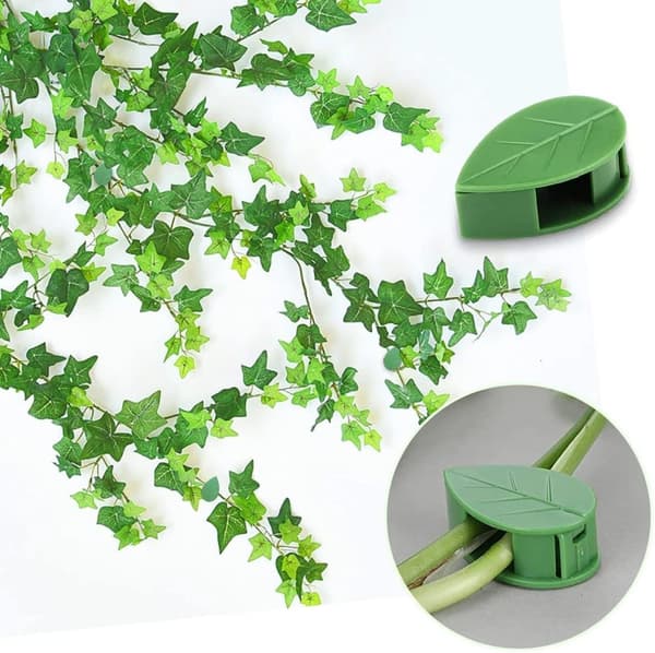 20st mångsidig osynlig lövformade växtklätterklämma med självhäftande tejp, miljövänliga material, lätt att installera
