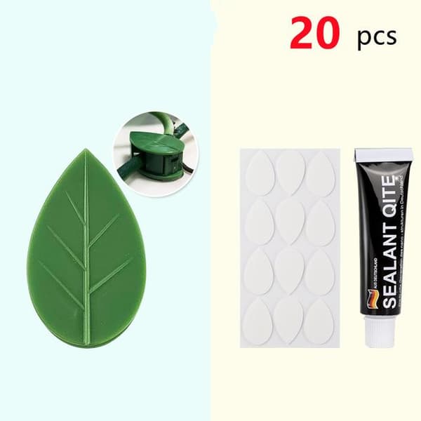 20st mångsidig osynlig lövformade växtklätterklämma med självhäftande tejp, miljövänliga material, lätt att installera