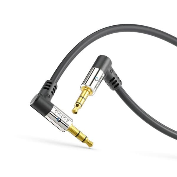 Sonero - S-AC520-005 - (R) premium ljudkabel med 2x 90 kontakter, 3,5 mm uttag, 0,50 m, guldplåtskontakter, svart