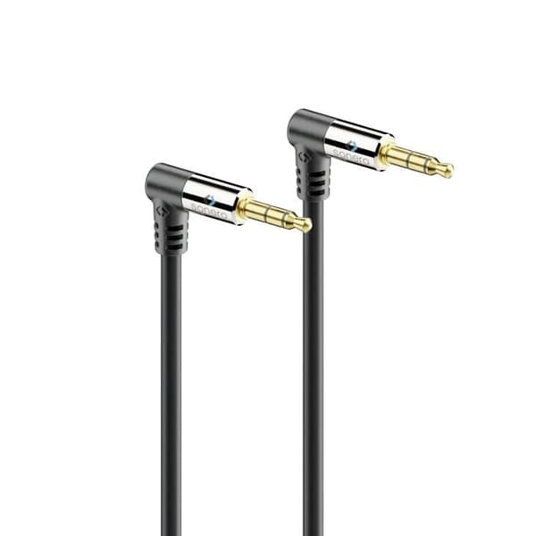 Sonero - S-AC520-005 - (R) premium ljudkabel med 2x 90 kontakter, 3,5 mm uttag, 0,50 m, guldplåtskontakter, svart