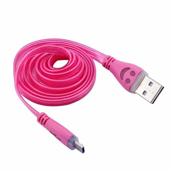 Shot-fodral - 240479 - Smiley Lightning-kabel för iPhone 8 LED-ljus Apple USB-laddarkontakt (blå)