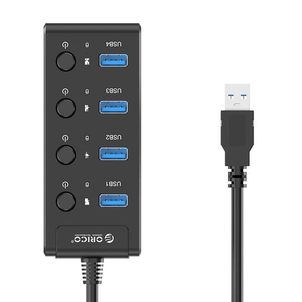 Orico USB 3.0. Hub med omkopplare, 4x USB (svart)