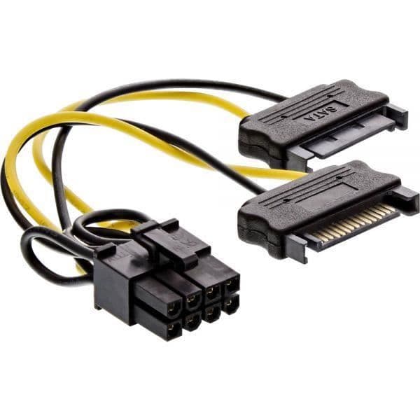 InLine® Stromadapter intern, 2x SATA till 8pol för PCIe (PCI-Express) Grafikkarten, 0,15m