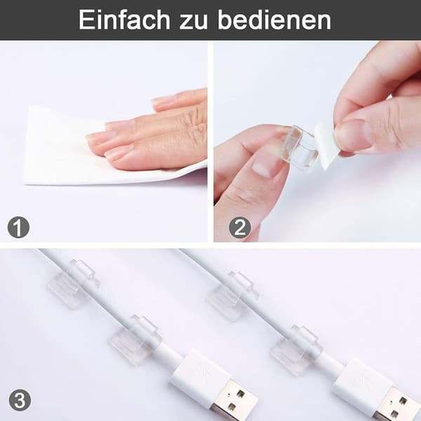100PCS Kabelklämmor - Buntbandsförvaring - Självhäftande kabelklämma - Transparent, för kabelhantering