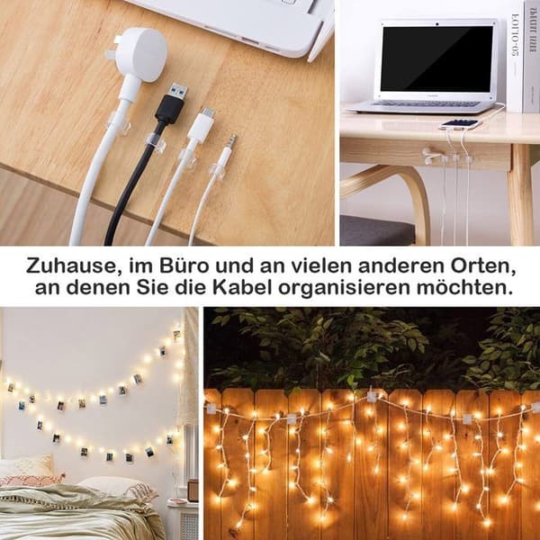100PCS Kabelklämmor - Buntbandsförvaring - Självhäftande kabelklämma - Transparent, för kabelhantering