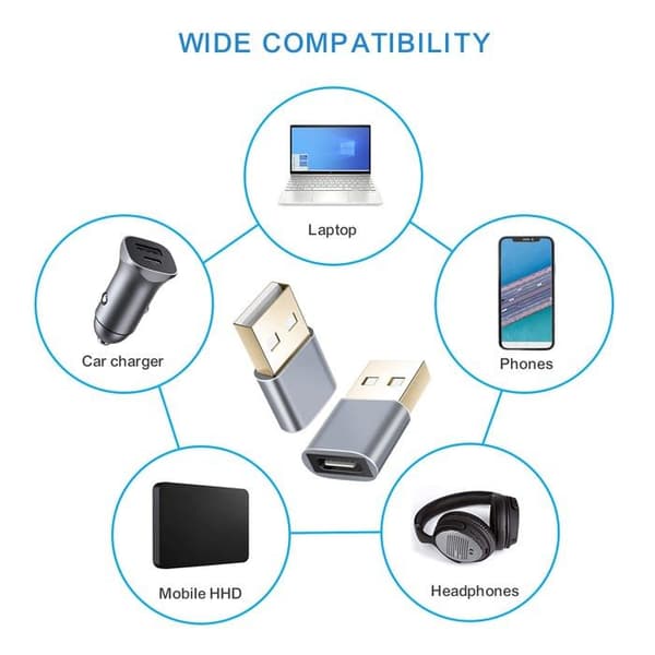Tillbehör för Helos-kabel - 304282 - PREMIUM - USB-adapter - USB (H) till USB-C (K) - USB 3.1 - 5 V - Mörkgrå