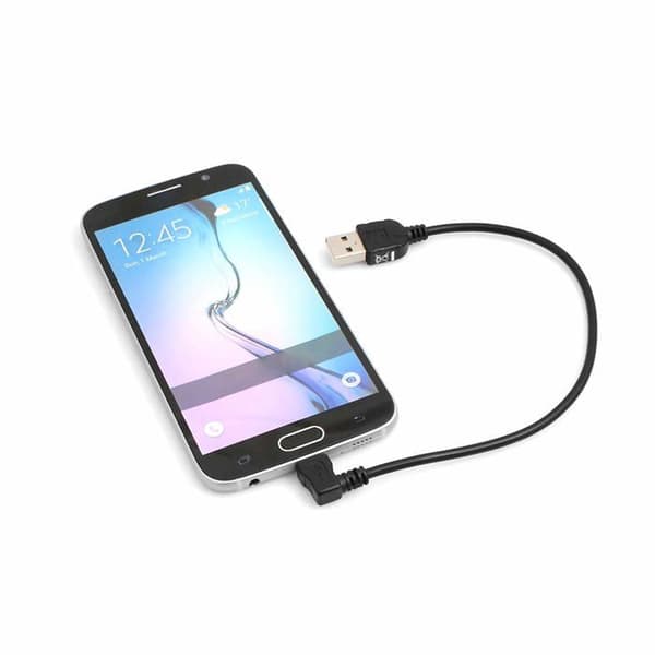 Systems 20 cm Micro USB 2.0-kabel, 90 graders armbåge (rak/hane), adapter, datakabel och laddningskabel