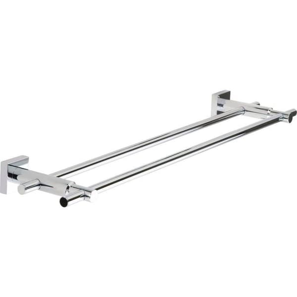 Tesa ® Hukk dubbel badhanddukstork, glänsande krommetallfinish, lim, ingen borrningsteknik, 50 mm