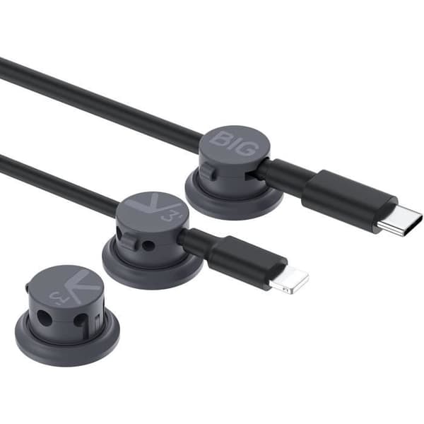 AGPTEK magnetisk buntband, set med 3 kabelhållare, magnetiska kabelklämmor för USB-kabel, laddningskabel, HDMI-kabel, svart