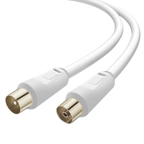 TV-antennkabel - LinQ - Hane Hona - 3m - Koaxial 9.5mm - Vit PVC