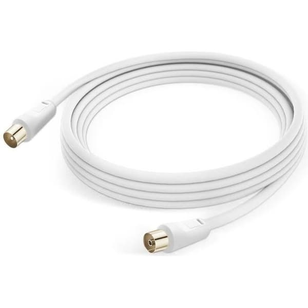 TV-antennkabel - LinQ - Hane Hona - 3m - Koaxial 9.5mm - Vit PVC