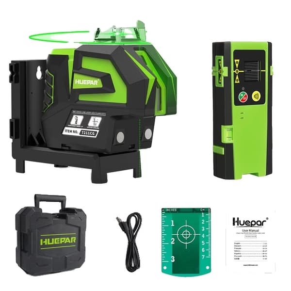 Grøn Laser Niveau, Selvnivellerende, Li-ion Batteri, Laser og modtager Laser and Receiver