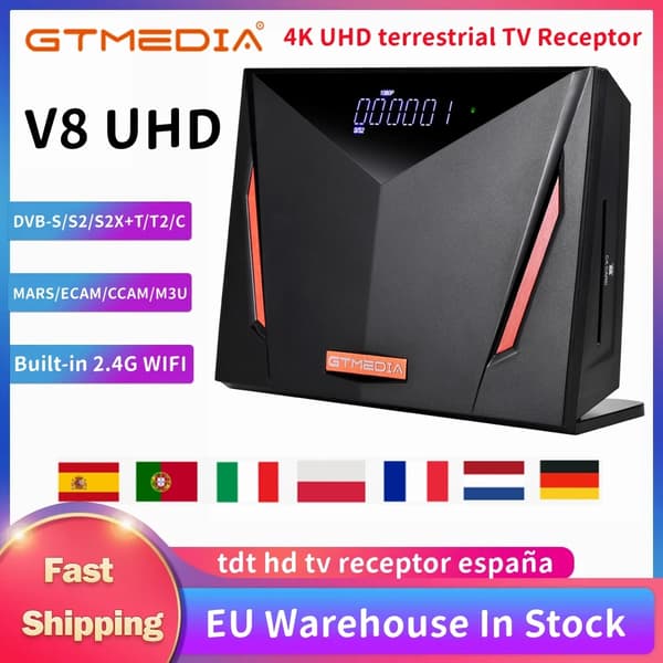 4K UHD digitaalinen TV-vastaanotin, moniformaattituki, sisäänrakennettu WiFi,GTMEDIA V8 UHD, EU-pistoke