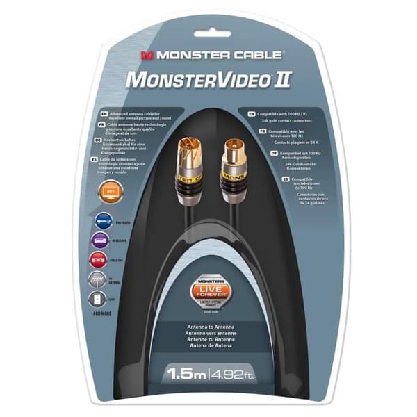 MONSTER MV2A dubbelskärmad antennkabel - 3 m