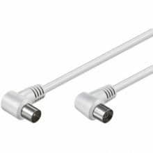 Antennkabel - cd11520 - vinklad hane/hona - 75 ohm - vit