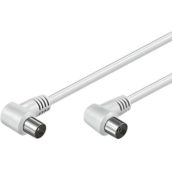 Antennkabel - cd11520 - vinklad hane/hona - 75 ohm - vit