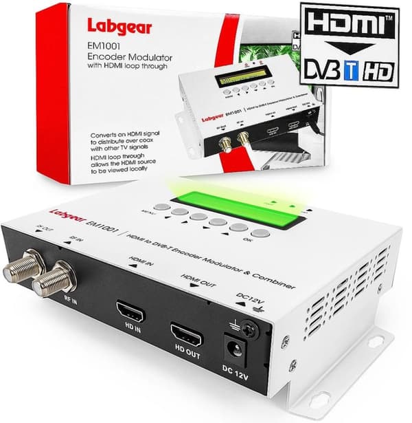 HDMI-modulaattori DVB-T H.264:lle Labgear EM1001 35MER / 100dBuV