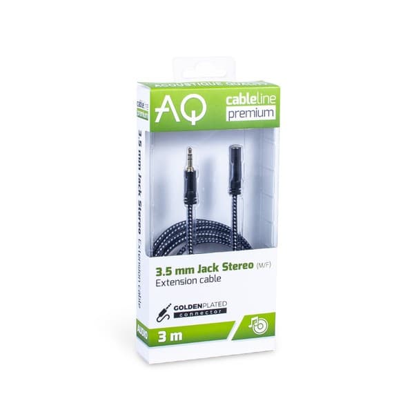 3,5 mm stereojack forlængerkabel Længde: 3,0 m AQ Premium
