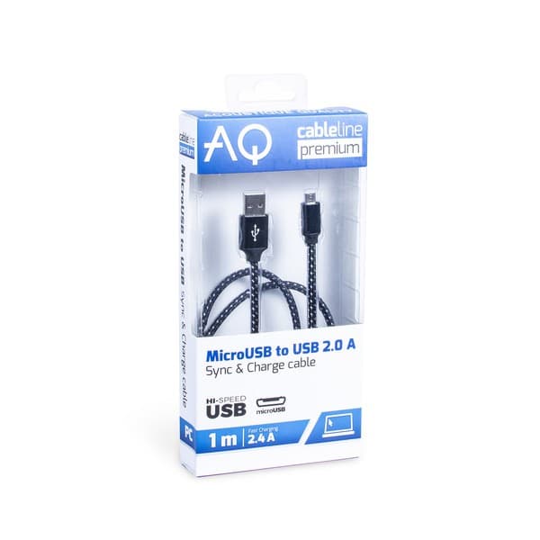 USB 2.0 A - Micro-B-kabel, AQ Premium Längd: 1,0 m AQ Premium