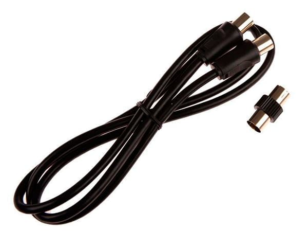 Cdl mikro-TV-antennkabel med hane-hane guldplåtskontakter och honadapter - Svart - 0,5 M
