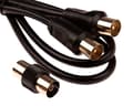 Miniatyrbild 1 av 4: Cdl mikro-TV-antennkabel med hane-hane guldplåtskontakter och honadapter - Svart - 0,5 M